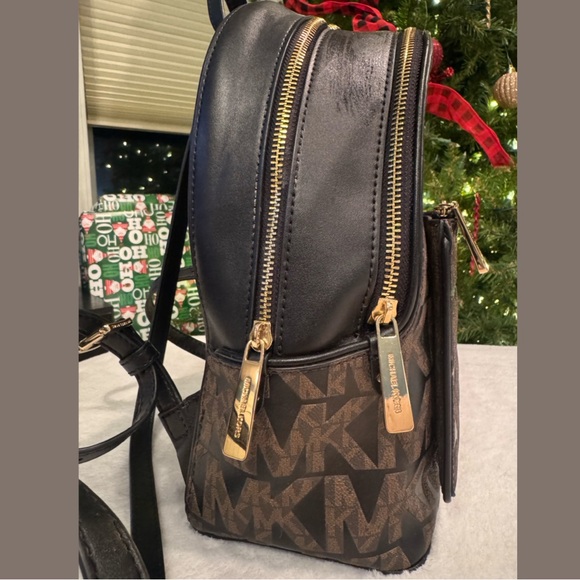 Michael Kors Medium Black & Brown Logo Backpack. Adina MD - Great Condition - Picture 3 of 10